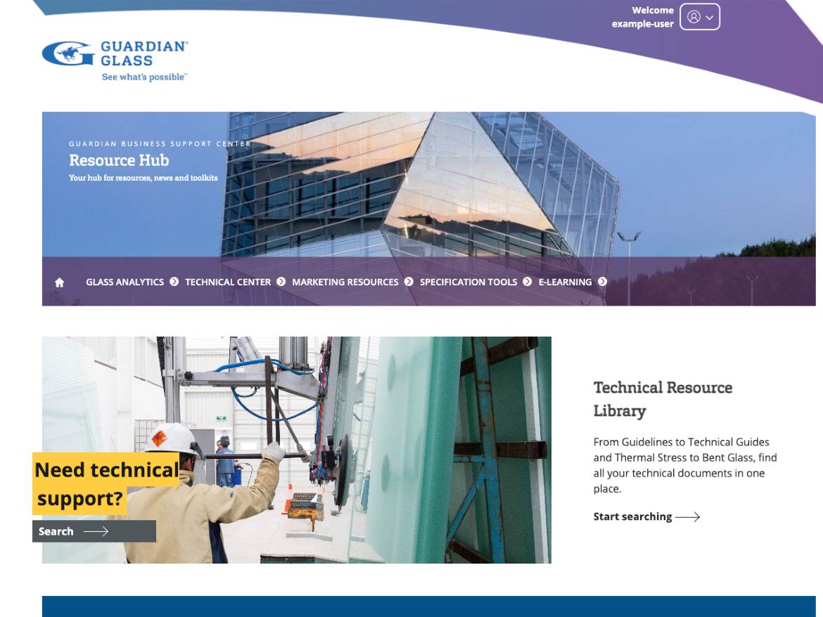 Guardian Glass Resource Hub Screen Capture Landing Page.jpg